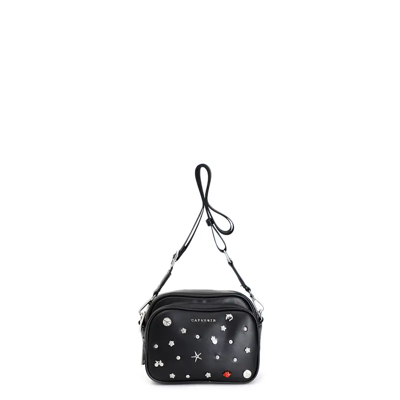 camera bag con applicazioni di rivetti a soggetto nero