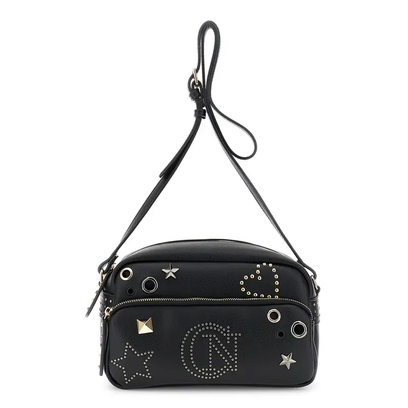 camera bag con tasca davanti, apertura con zip nero