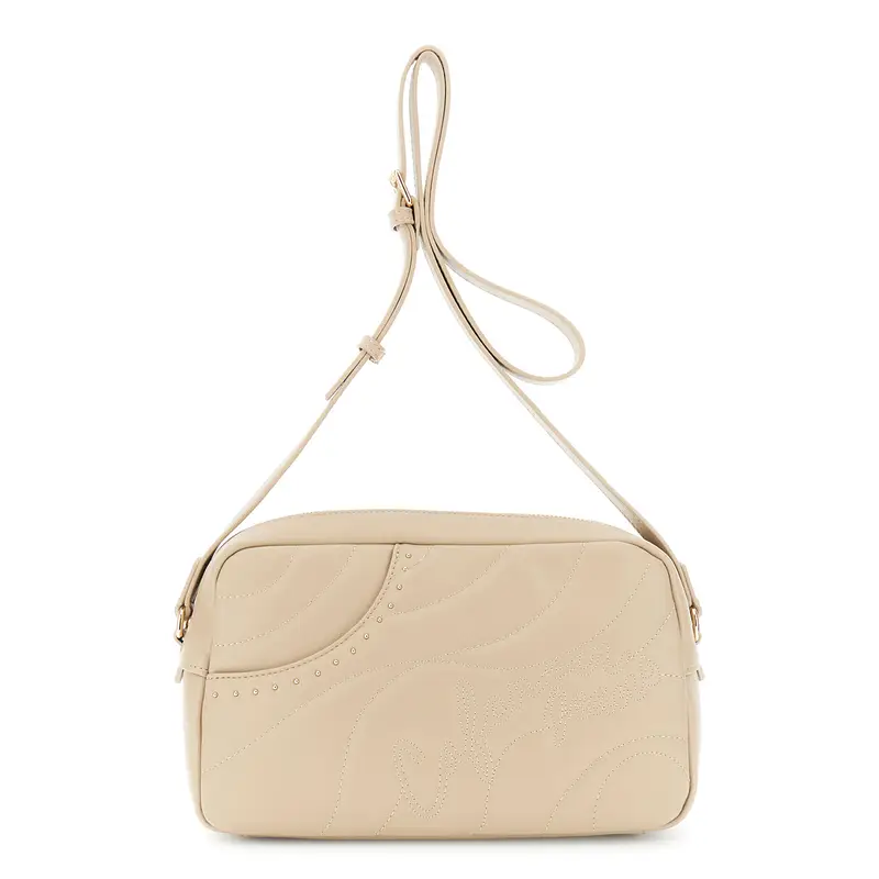 camera bag con trapuntatura imbottita nocciola