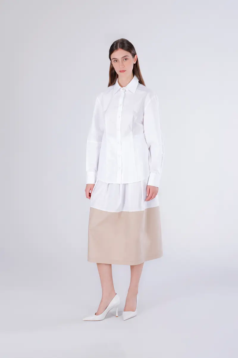 camicia avvitata a maniche lunghe bianco