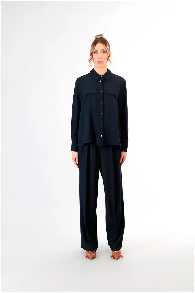 camicia con taschini navy