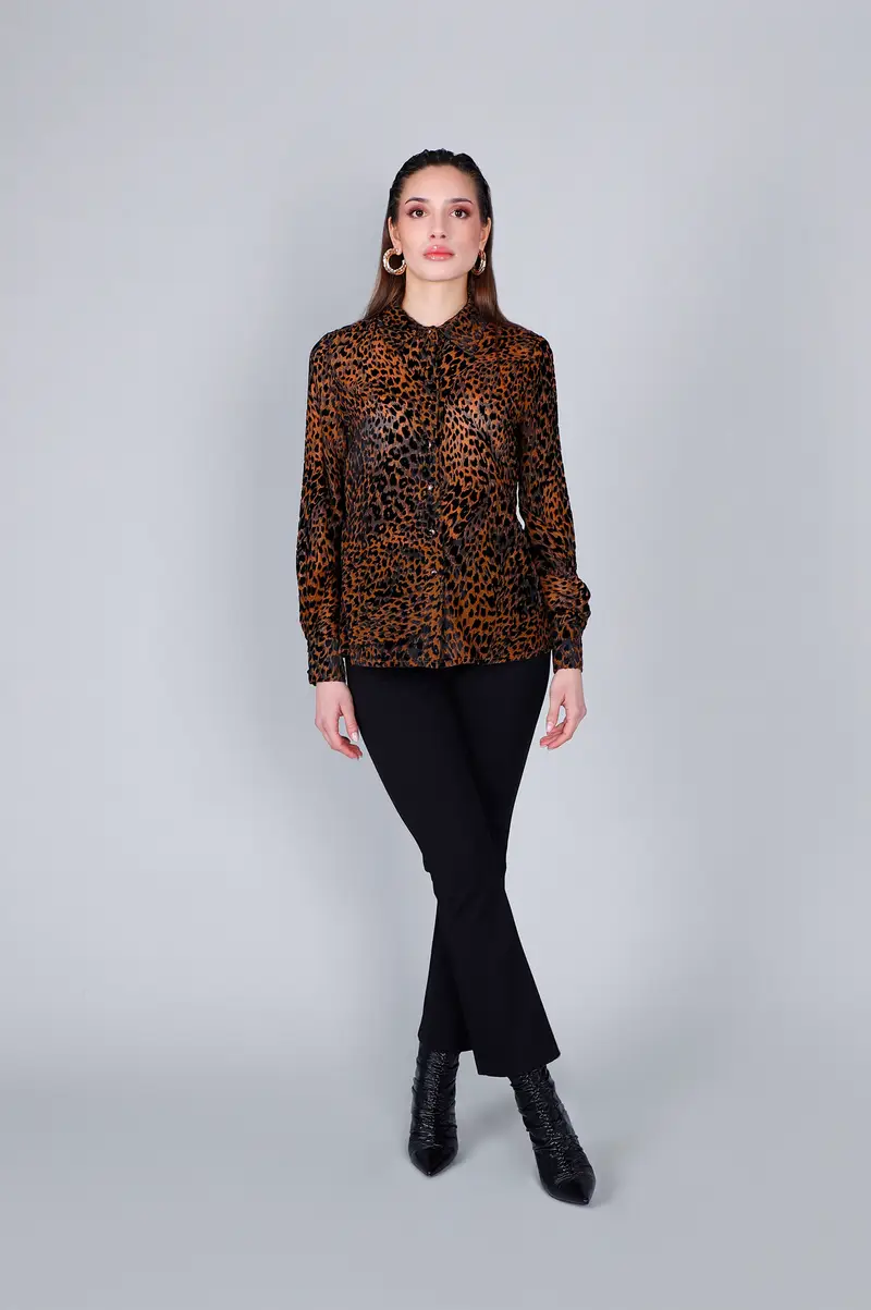 camicia in velluto devorè stampato animalier devorè Animalier devorè