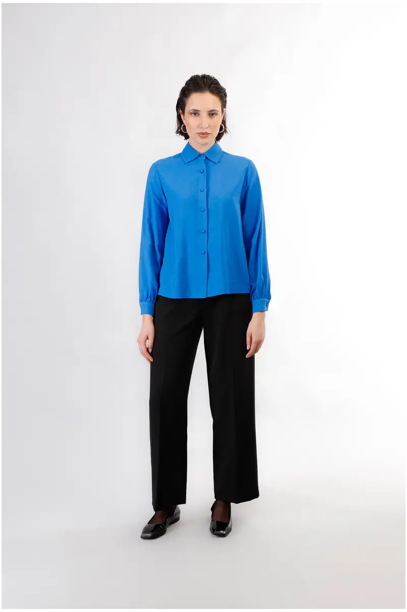 camicia in viscosa cobalto