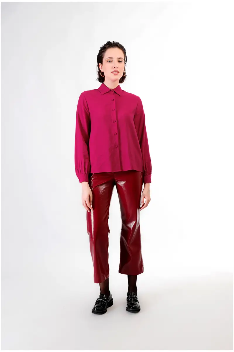 camicia in viscosa magenta