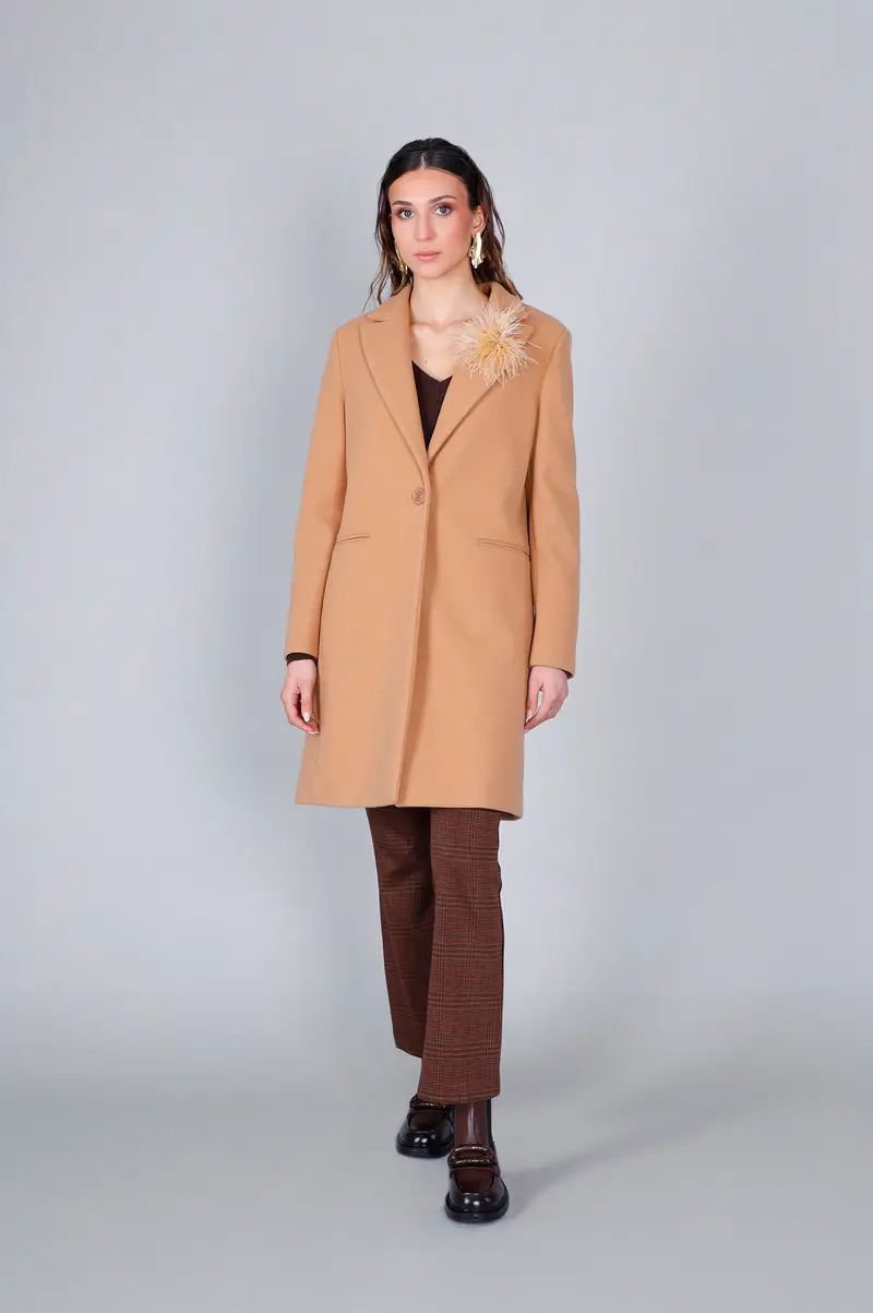 cappotto monopetto cammello