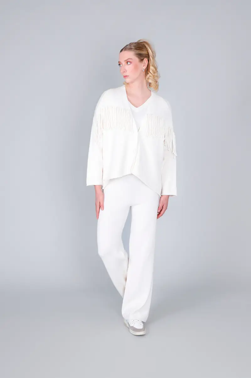 cardigan con frange off white