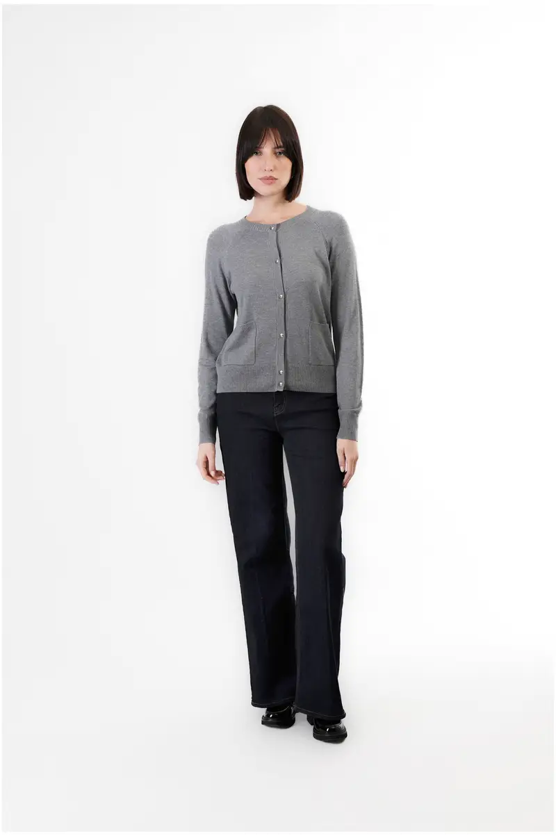 cardigan girocollo fumo