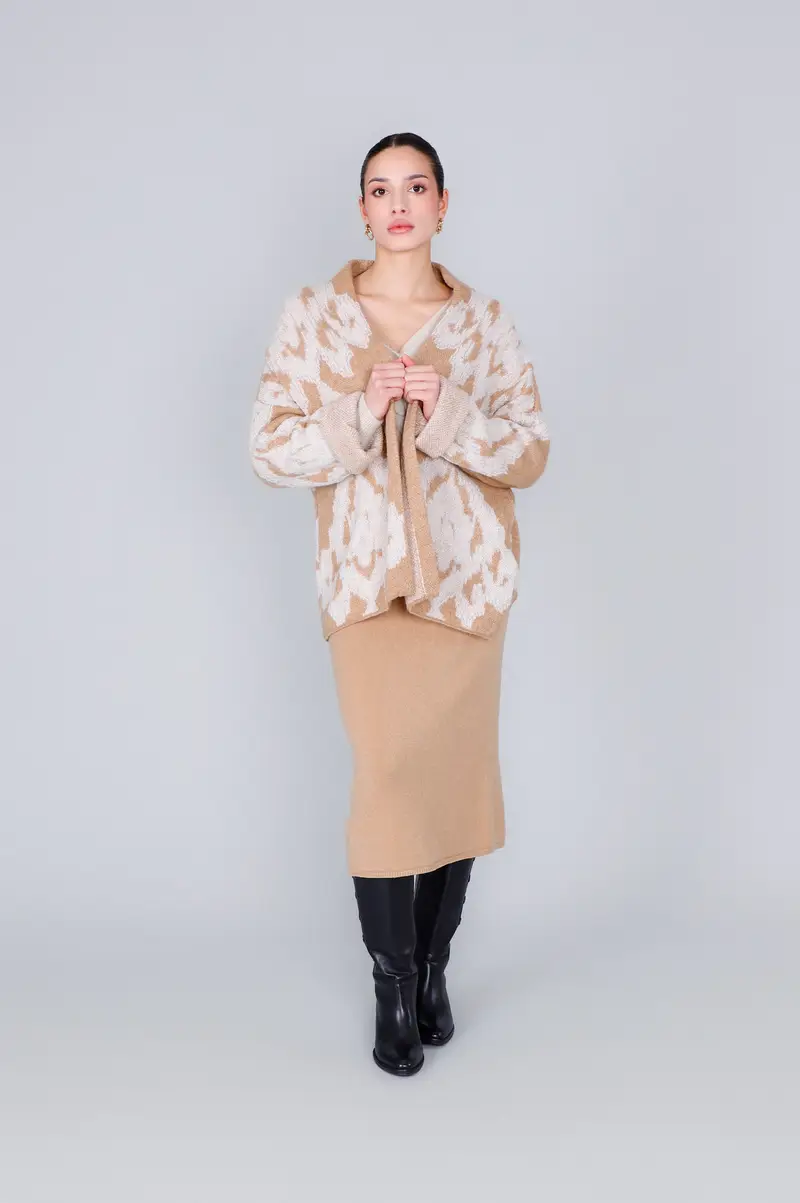 cardigan manica kimono multi camel