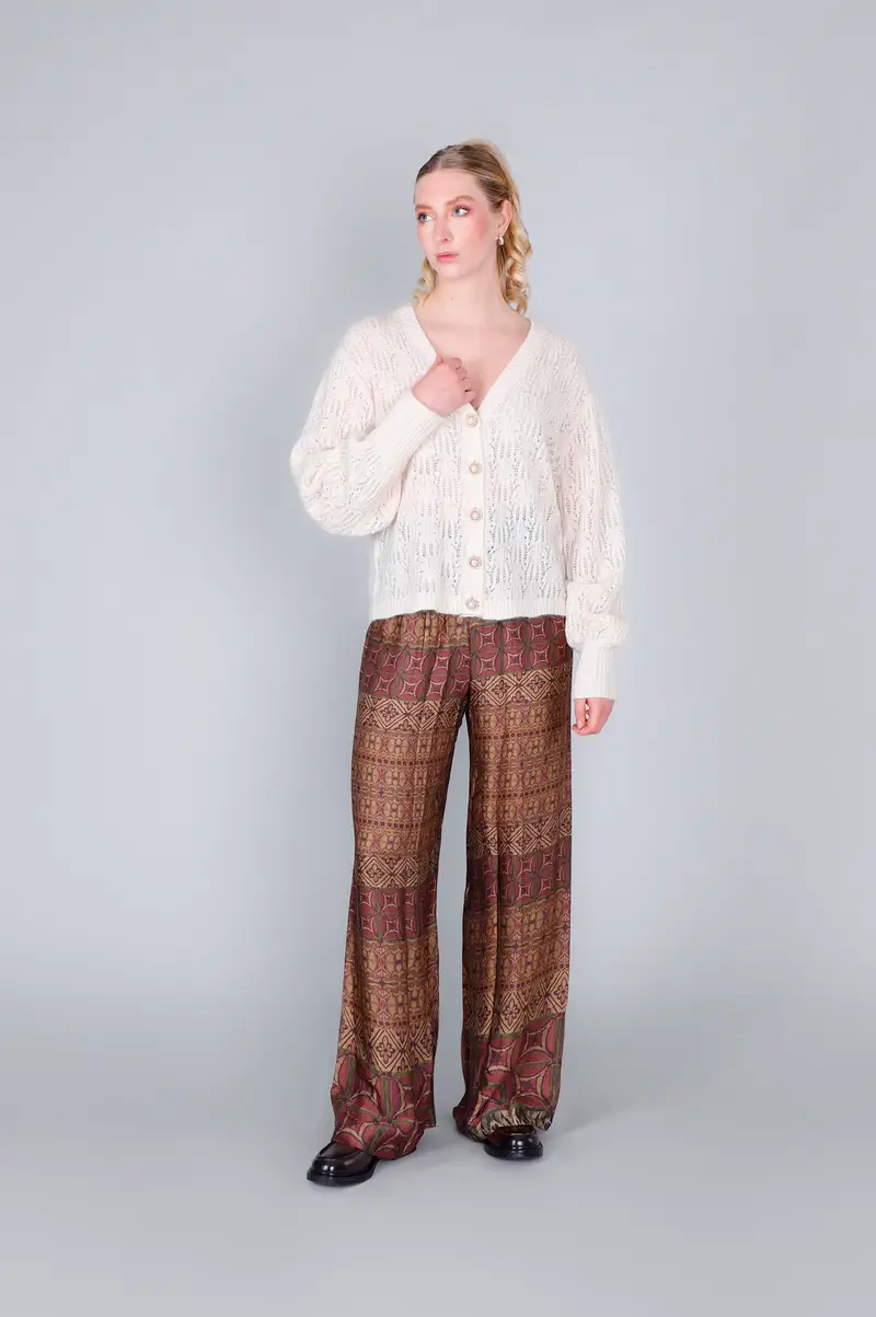 cardigan motivo traforo avena