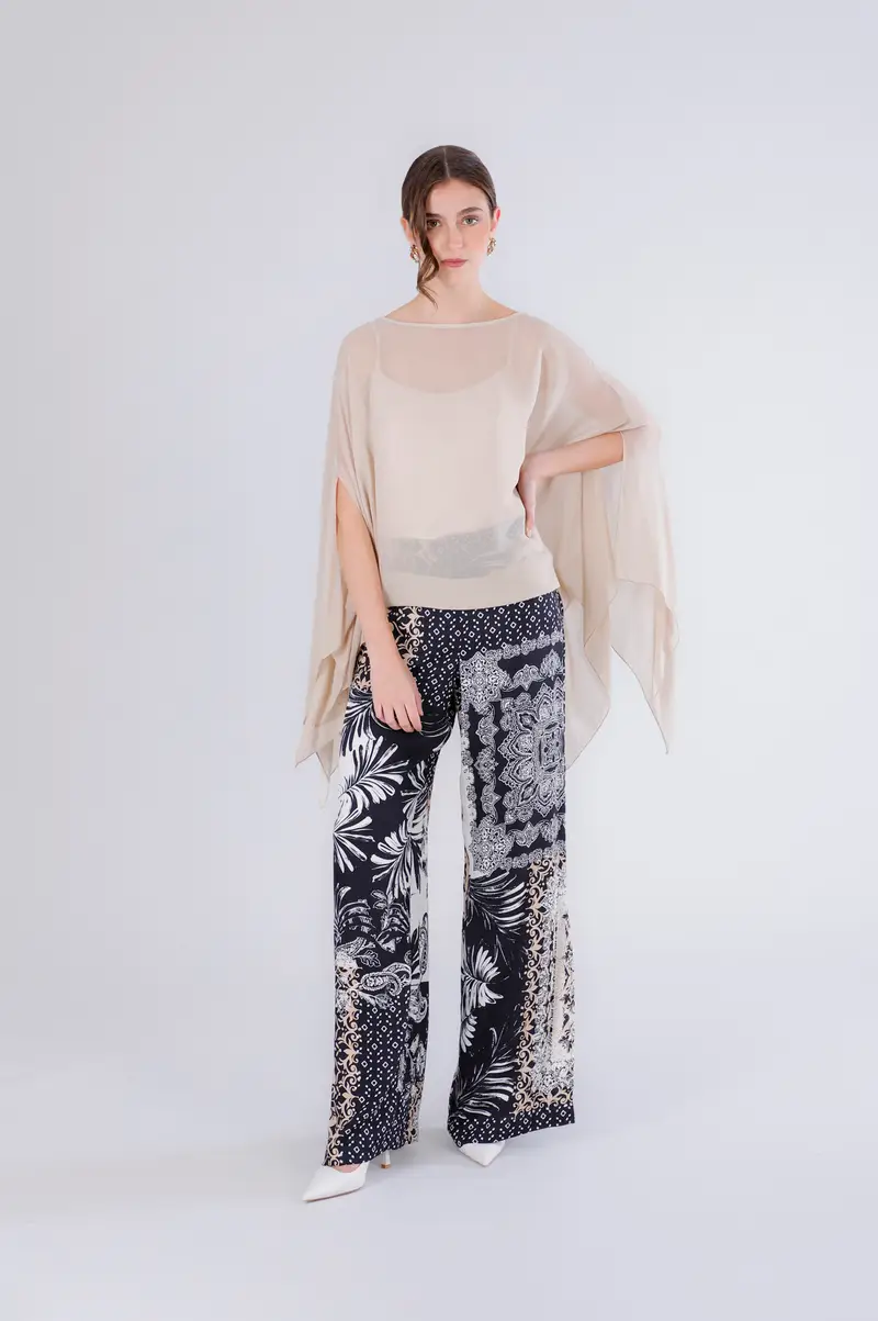 casacca over in georgette sabbia