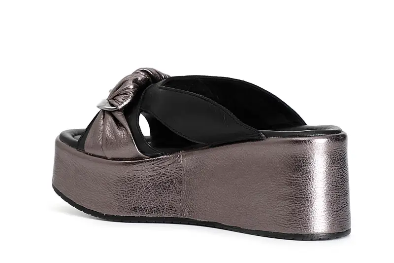 ciabatte in pelle con catena multi antracite miniatura 2