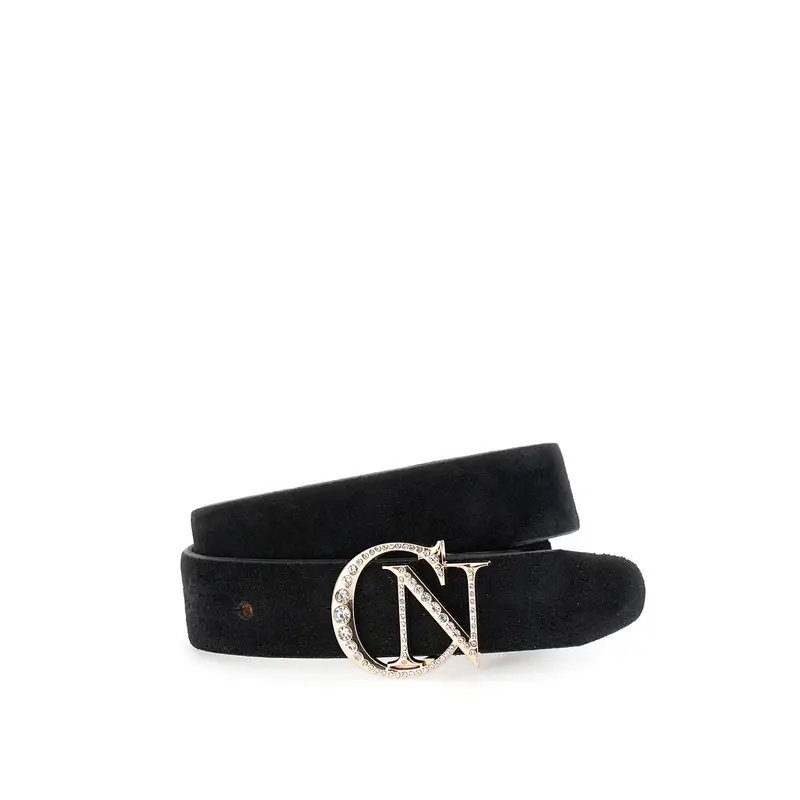 cintura in crosta, fibbia con strass nero