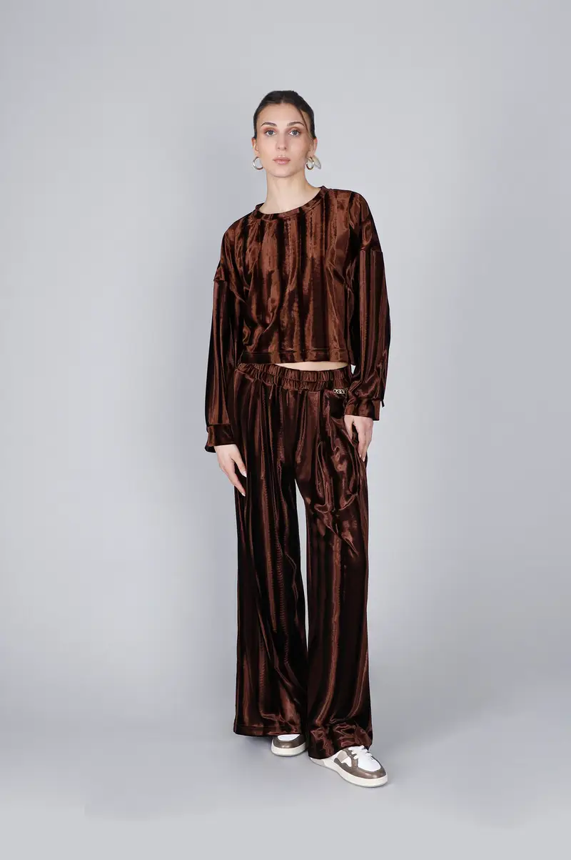 cropped in velluto sfumato fondente