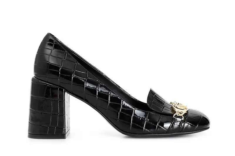 décolleté con vaschetta e accessorio in stampa cocco nero