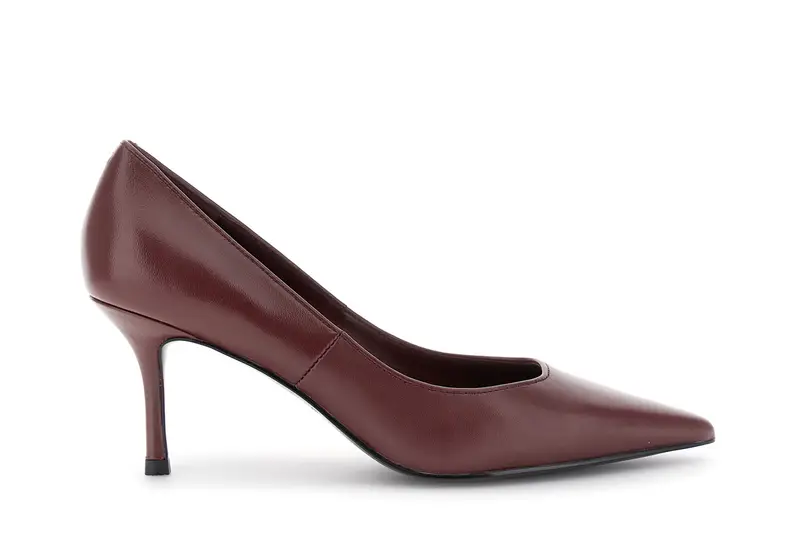 décolleté in pelle bordeaux