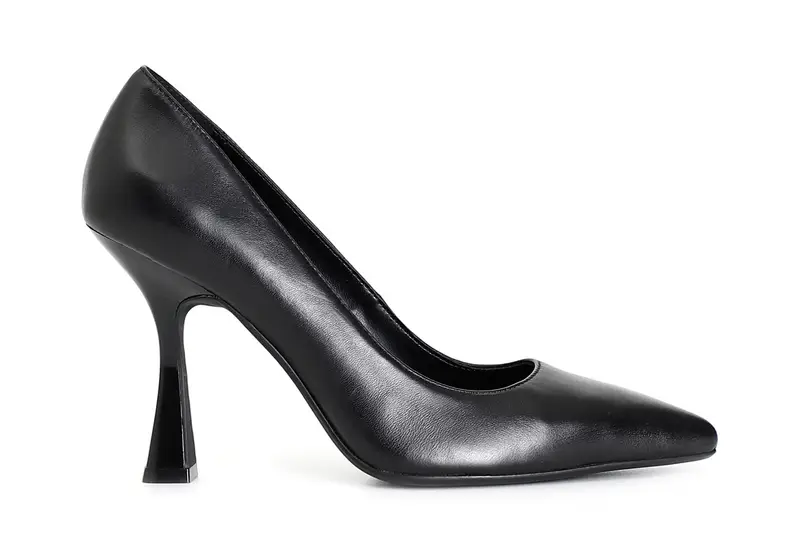 décolleté in pelle tacco 100 mm nero