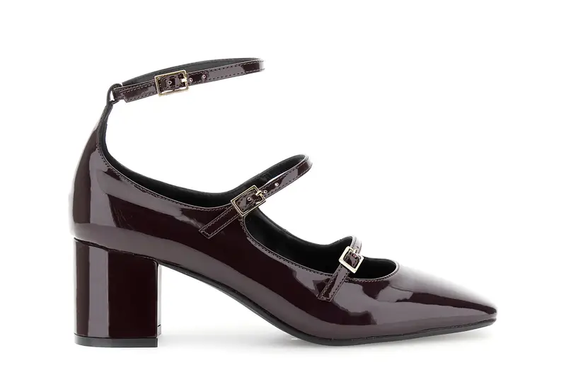 décolleté lucide con triplo laccino bordeaux