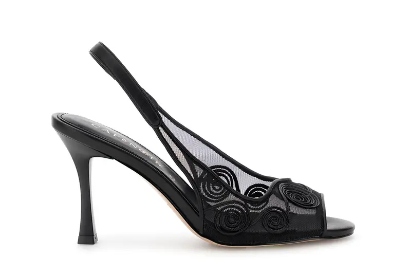 décolleté slingback con ricamo cornely nero