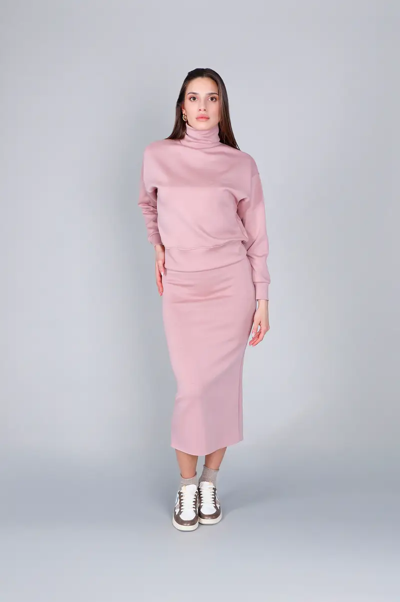 felpa collo alto in scuba magnolia