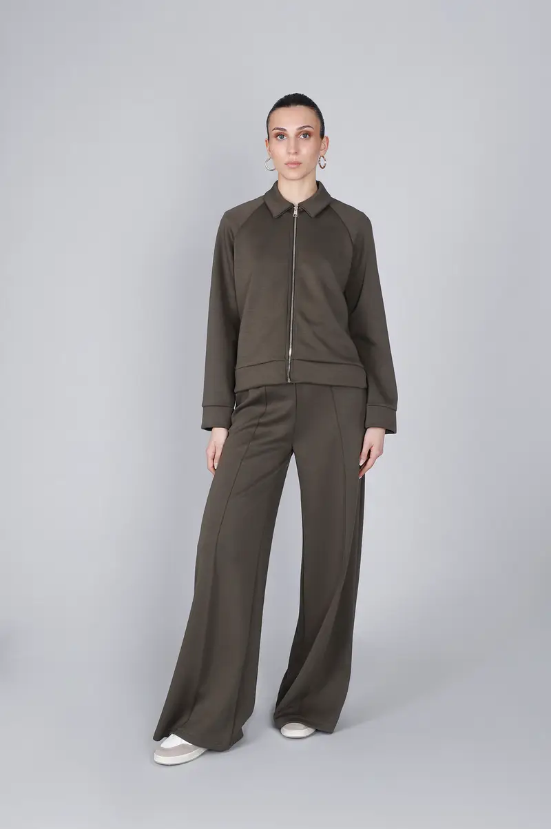 felpa cropped in scuba militare