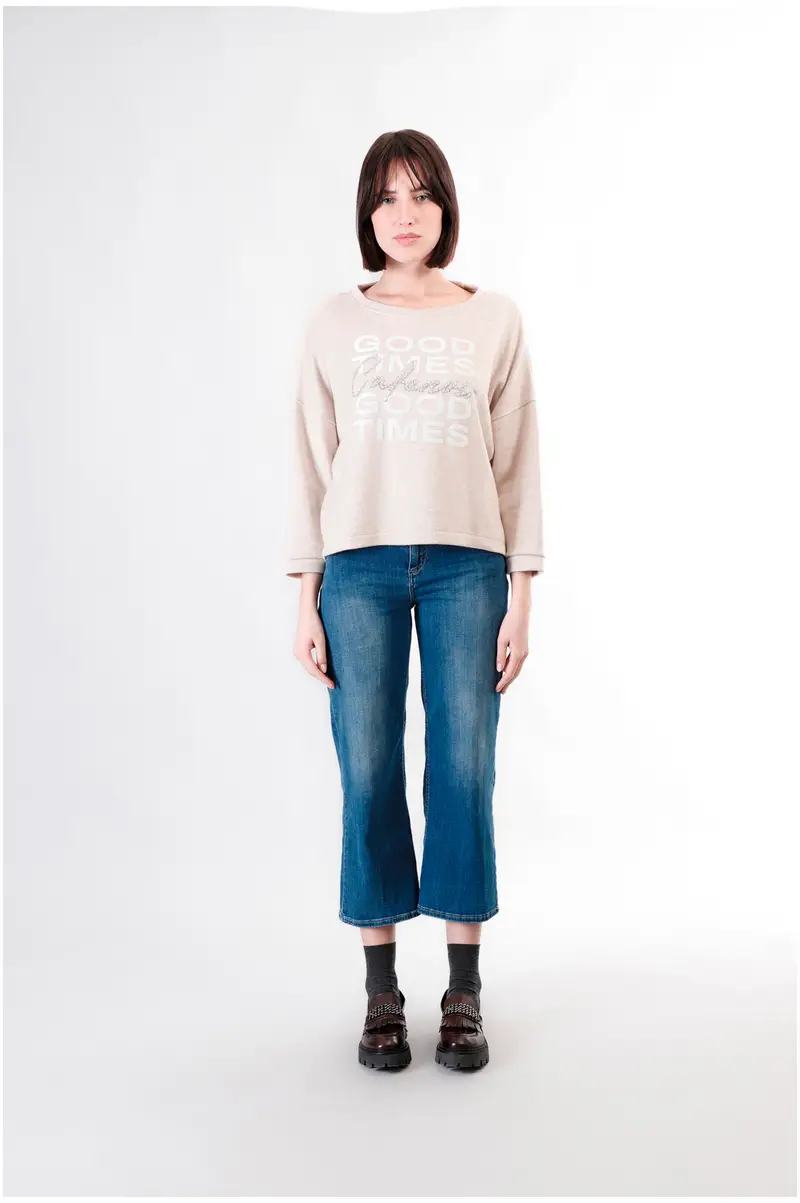 felpa manica pipistrello burro