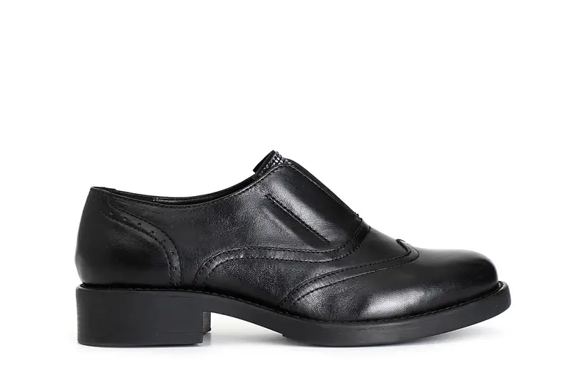 francesina da donna in pelle con strass nero