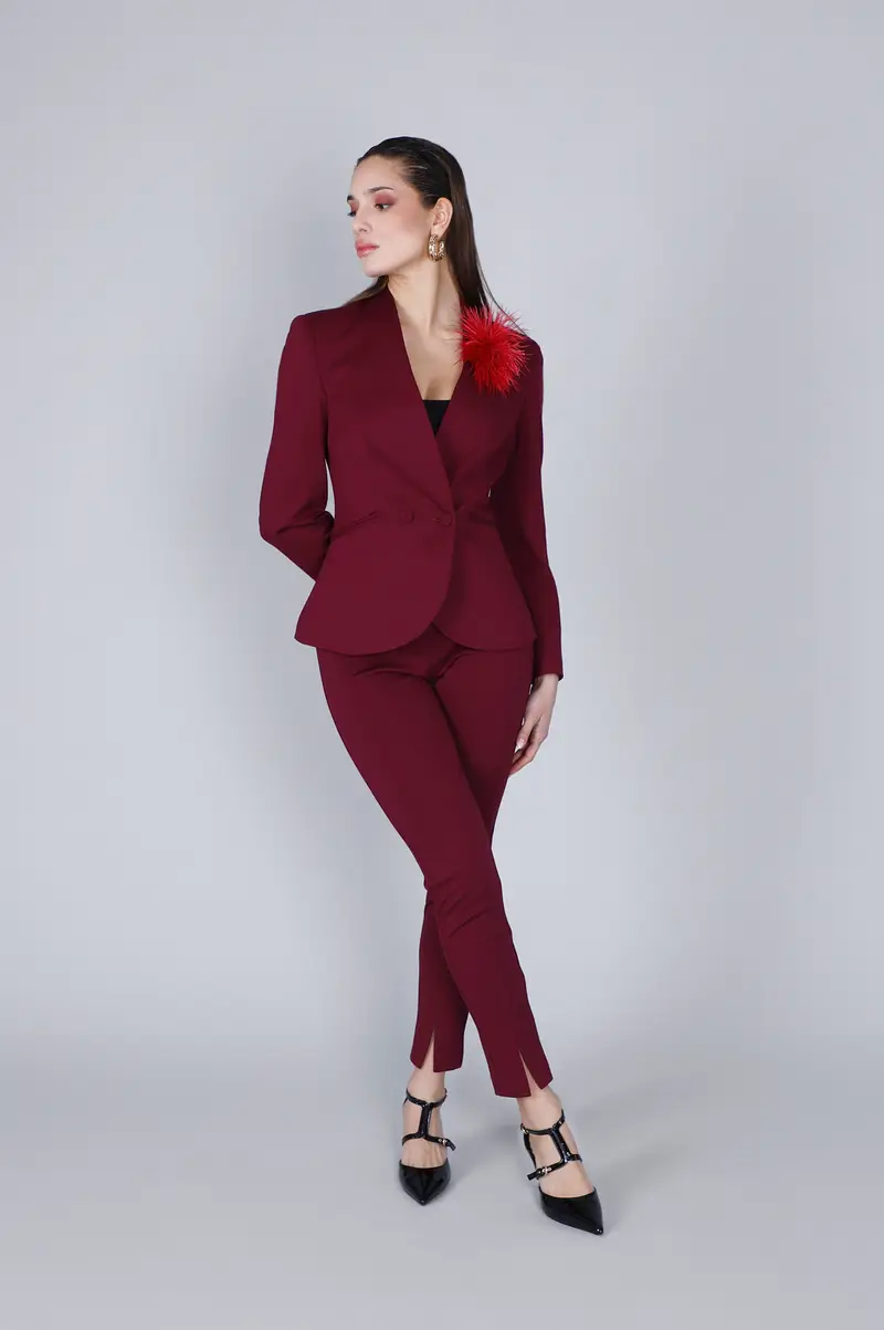 giacca doppiopetto collo sciallato burgundy