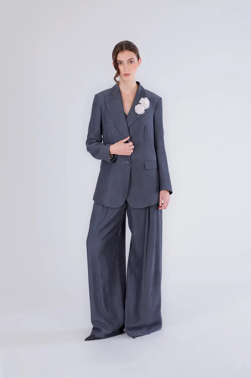 giacca in tencel denim cn fodera stampata lavagna