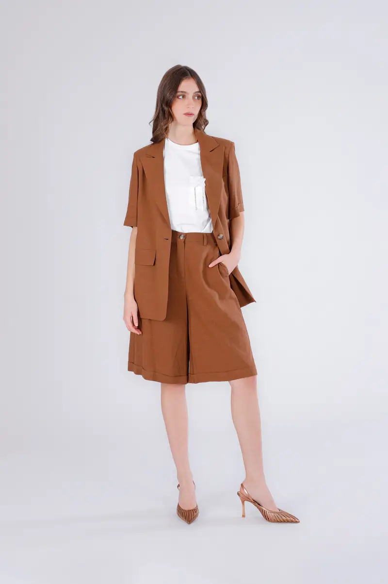 giacca mistolino a maniche corte tabacco