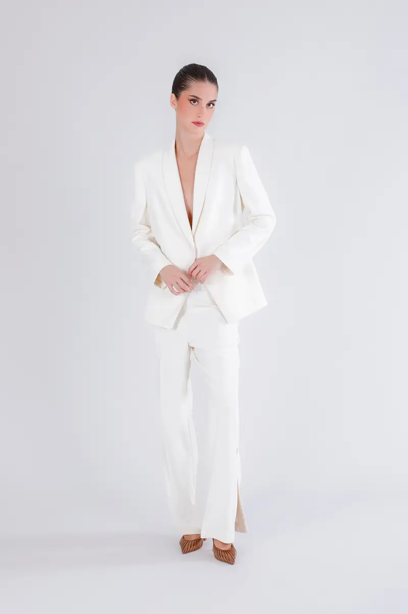 giacca monopetto collo sciallato burro