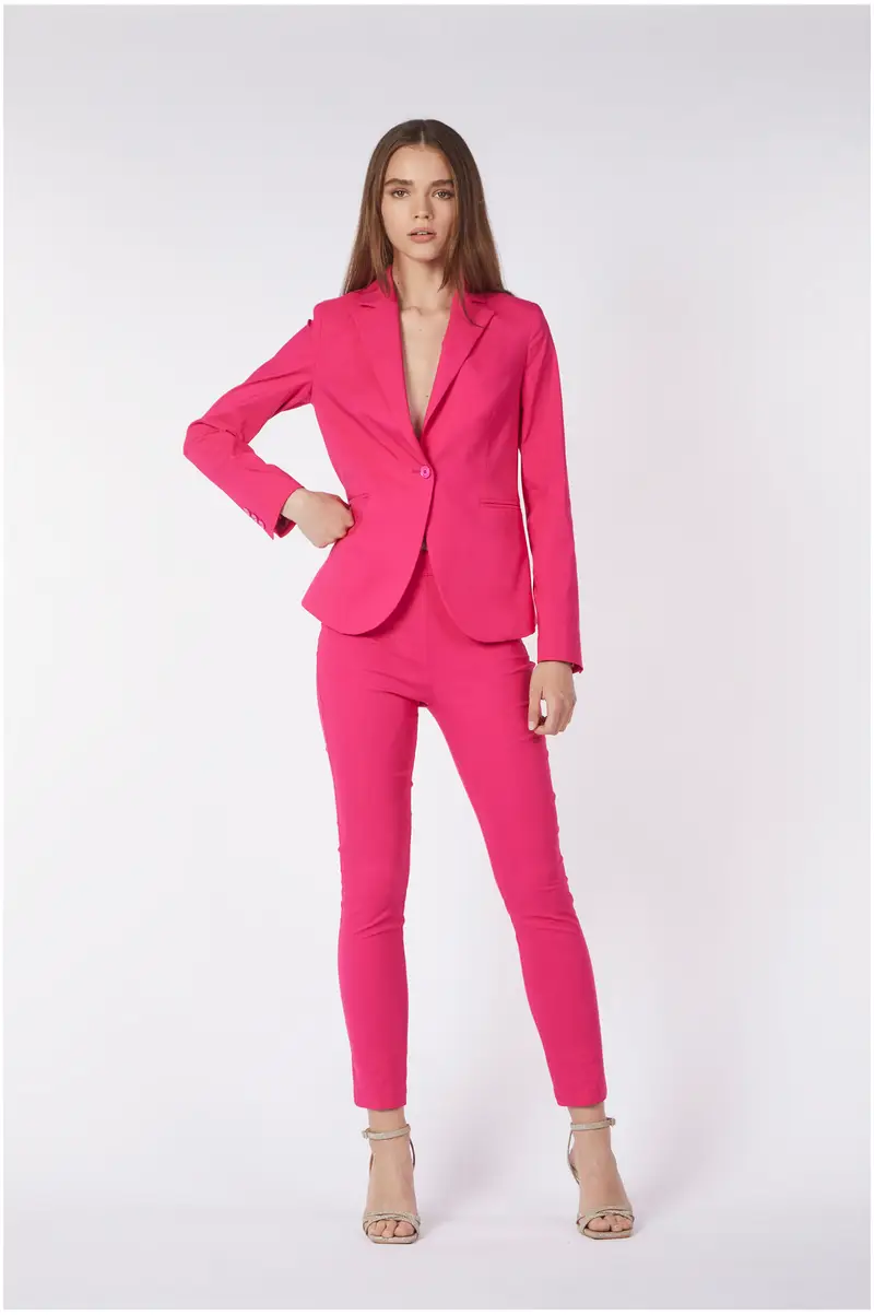 giacca monopetto in tessuto superstretch ciclamino