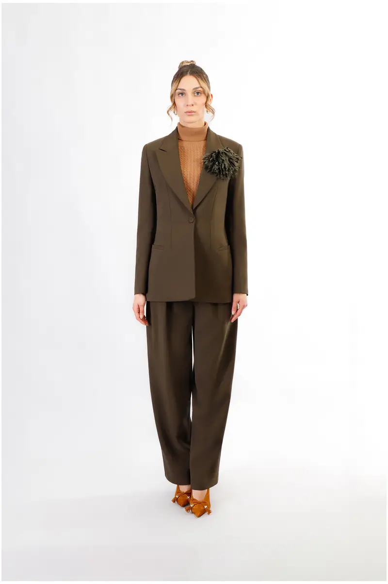 giacca monopetto tessuto bistretch fango