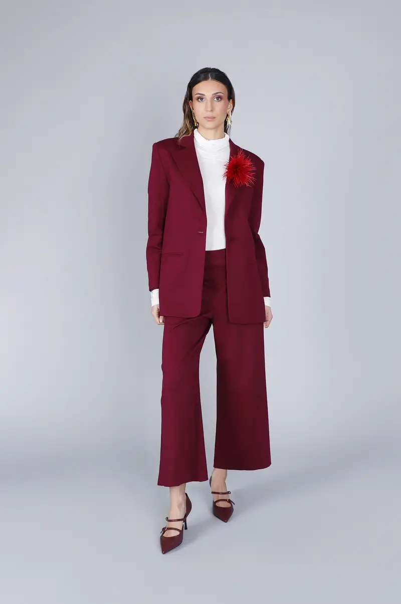 giacca monopetto tessuto elasticizzato burgundy