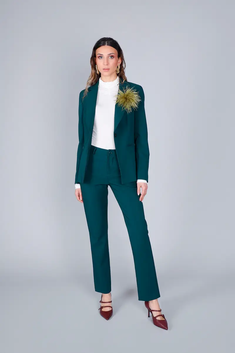 giacca monopetto tessuto tecnico verde