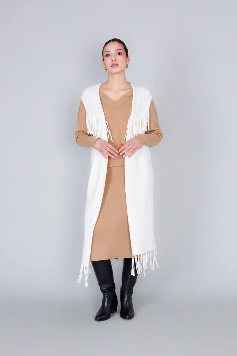 gilet oversize con frange off white