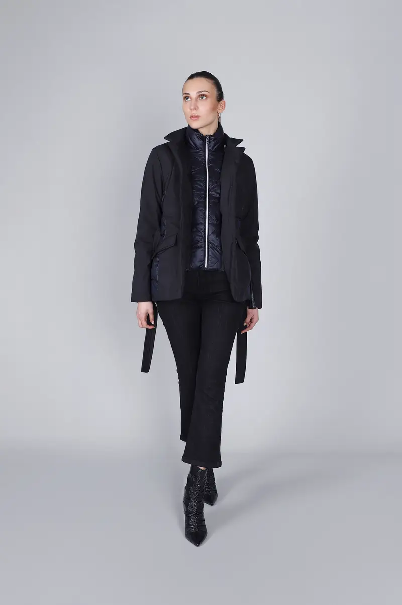 giubbino bimateriale nero