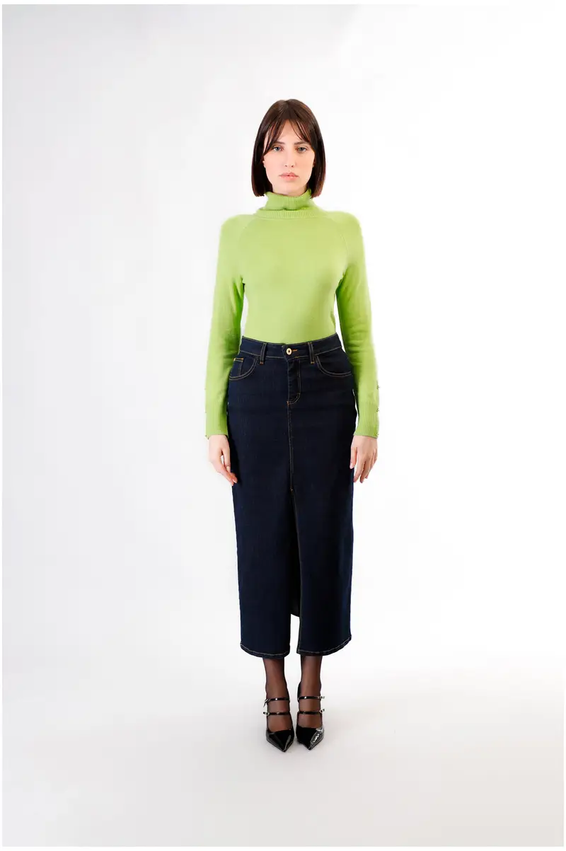 gonna in jeans con spacco indaco