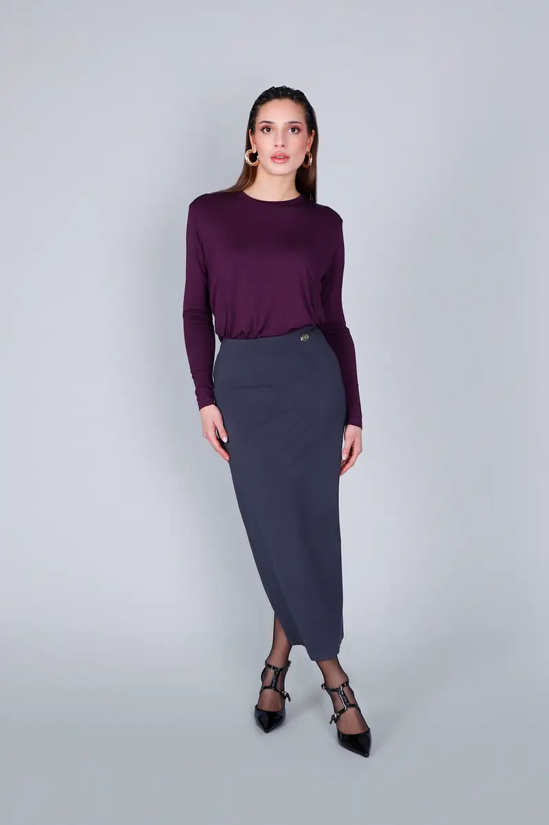 gonna tubino tessuto elasticizzato antracite