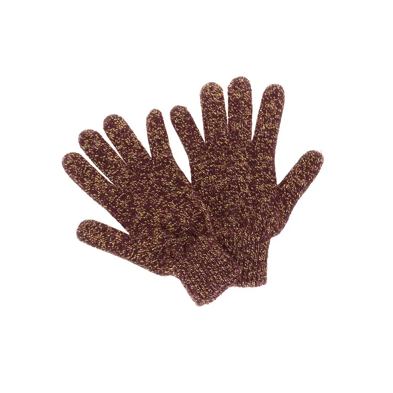 guanti in misto cachemire con filo lurex burgundy