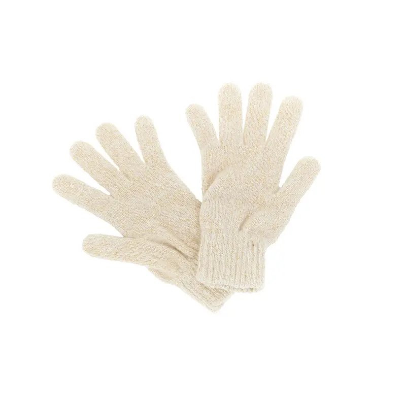 guanti in misto cachemire con filo lurex off white