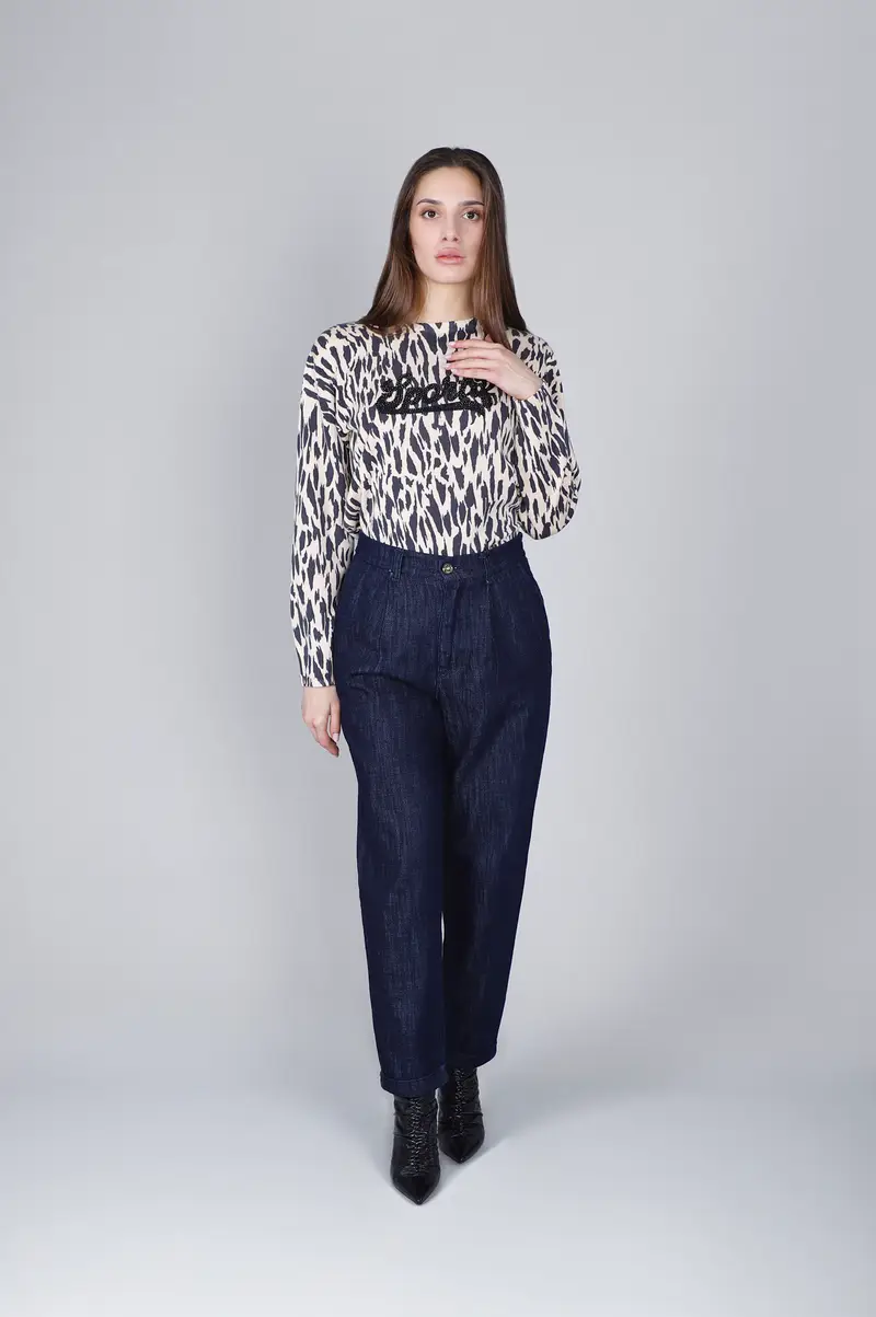 jeans denim carrot indaco