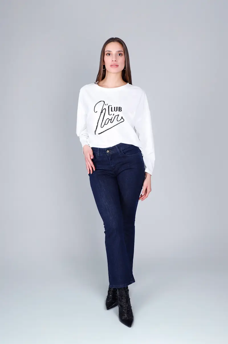 jeans denim cropped flare indaco
