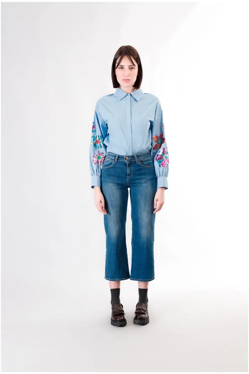 jeans denim culotte blu medio