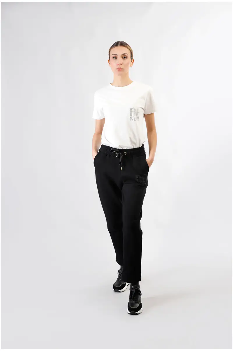 jogger in felpa con logo nero