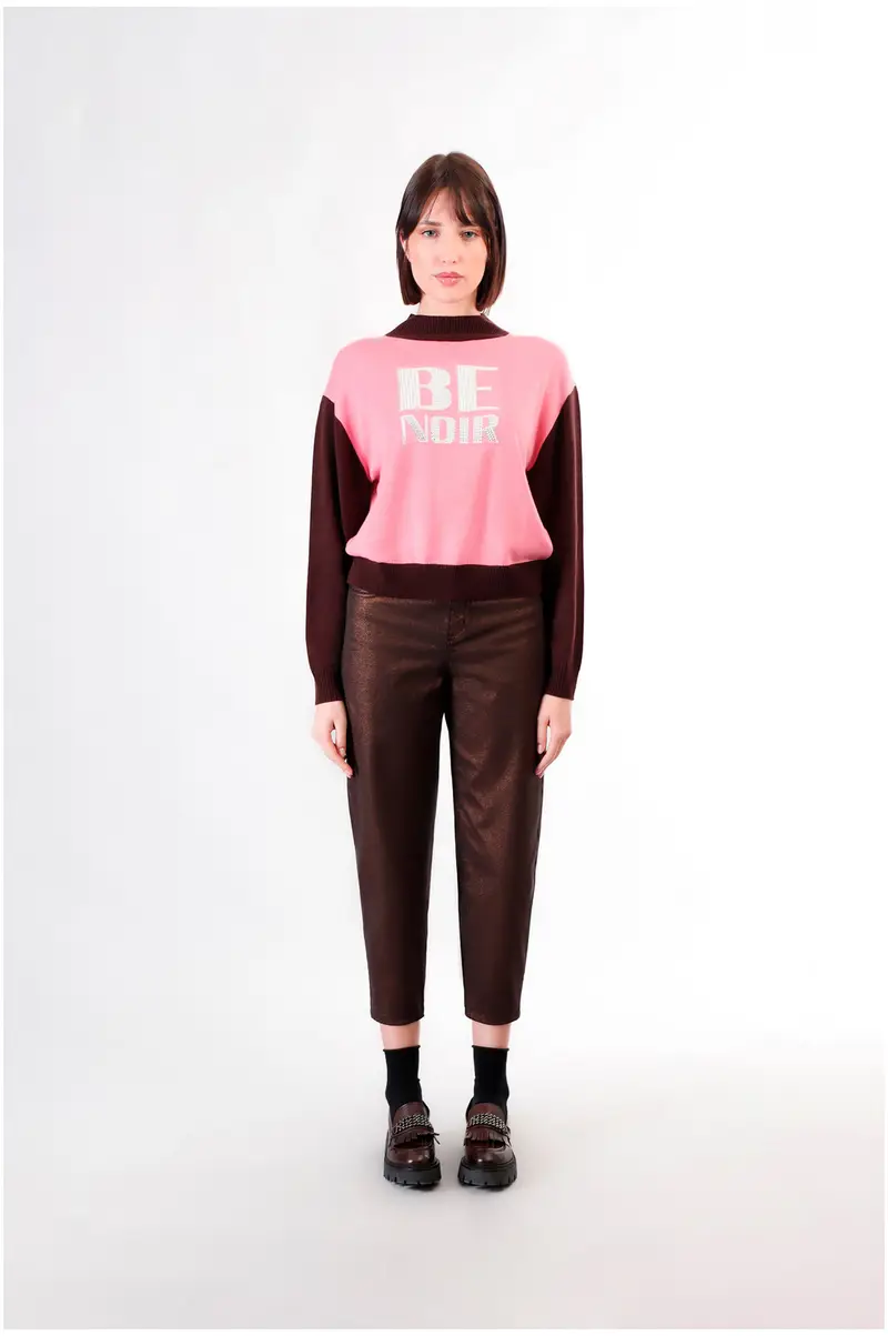 maglia collo a ciclista con logo "be noir" multirosa