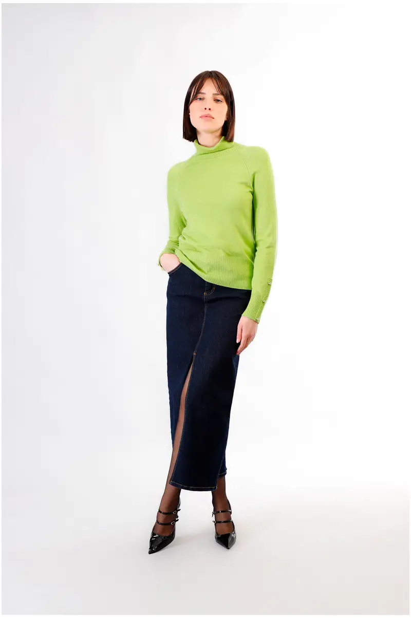 maglia con colletto alto pistacchio