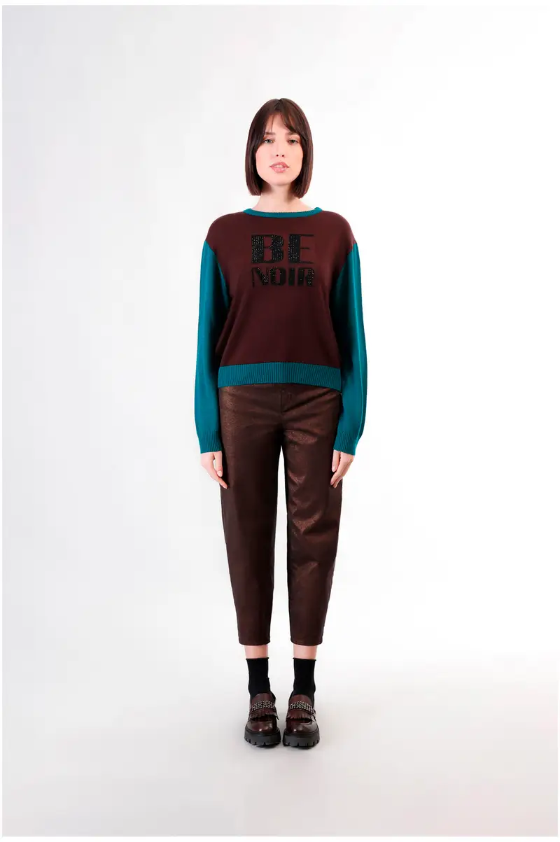 maglia girocollo con logo "be noir" multifondente