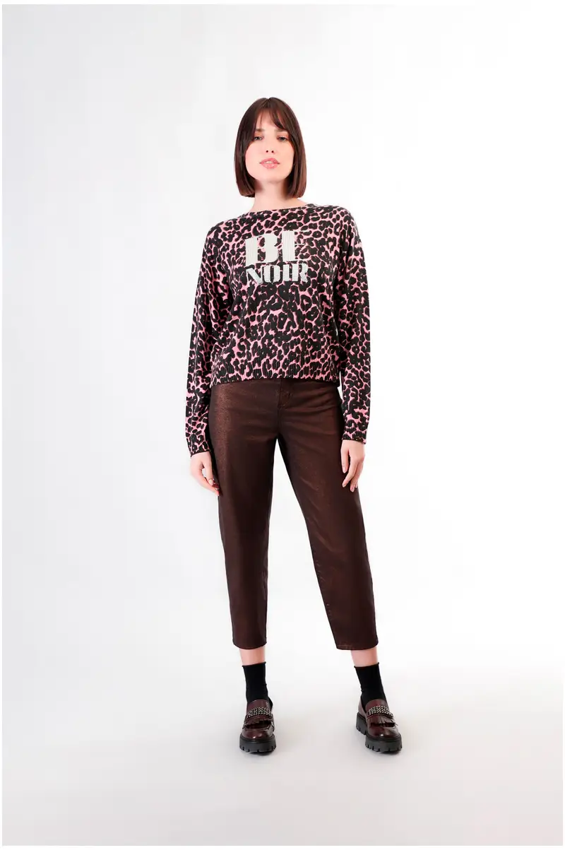 maglia girocollo stampata con logo "be noir" multi animalier