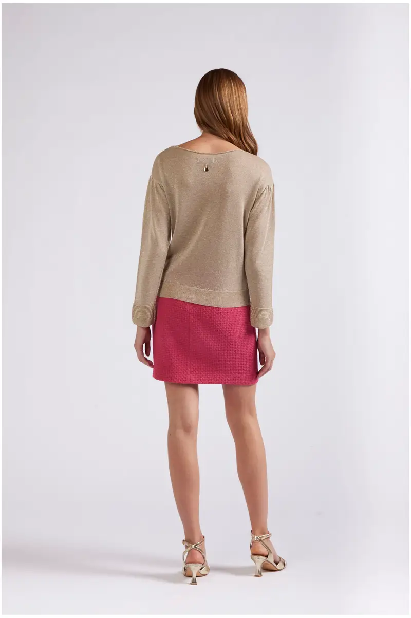 maglia maniche lunghe in lurex light gold miniatura 2