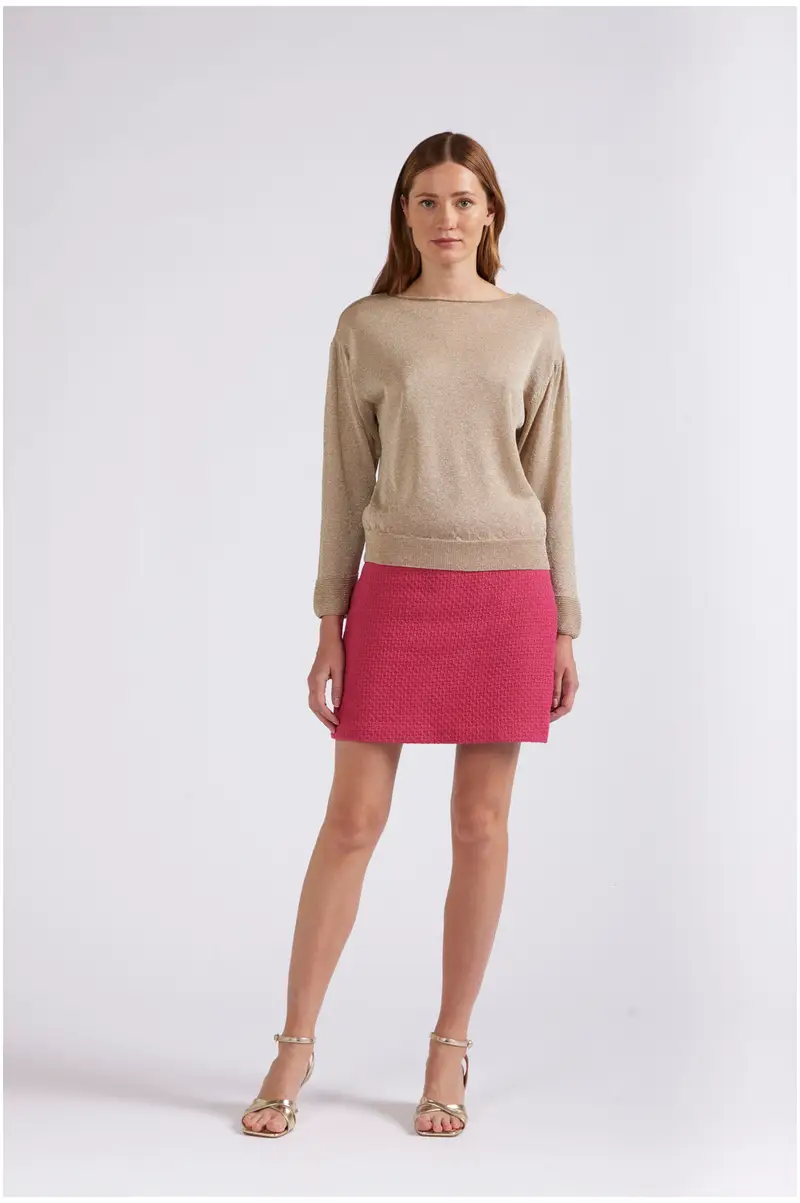 maglia maniche lunghe in lurex light gold